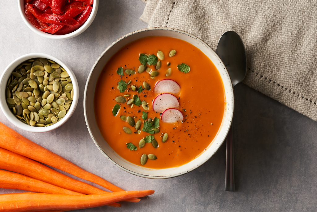 Vegan Roasted Carrot & Red Pepper Soup - Piping Pot Curry