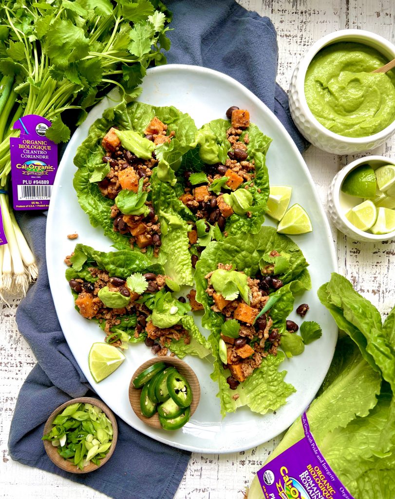 Roasted Sweet Potato, Chicken and Black Bean Lettuce Wraps | Cal-Organic Farms