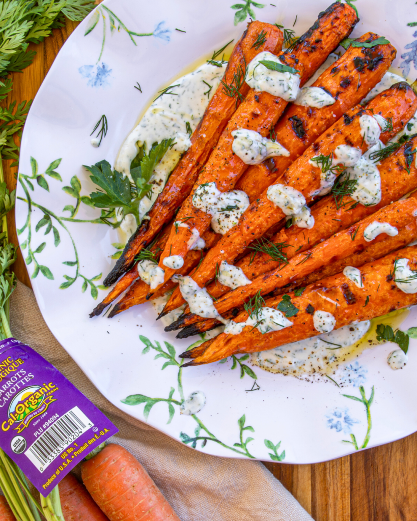 Grilled Carrots with Herby Yogurt Sauce | Cal-Organic Farms