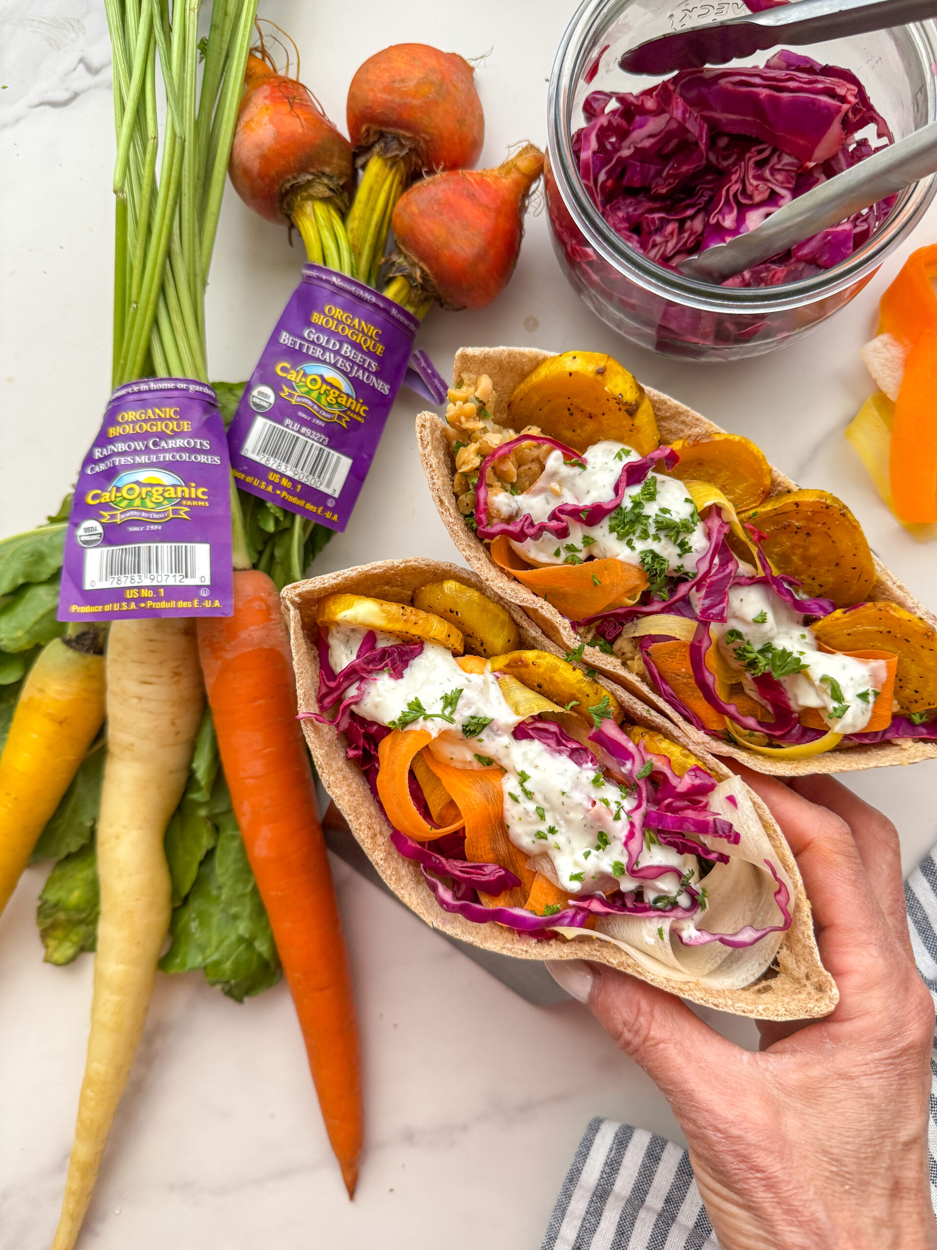Rainbow Root Veggie Pita | Cal-Organic Farms