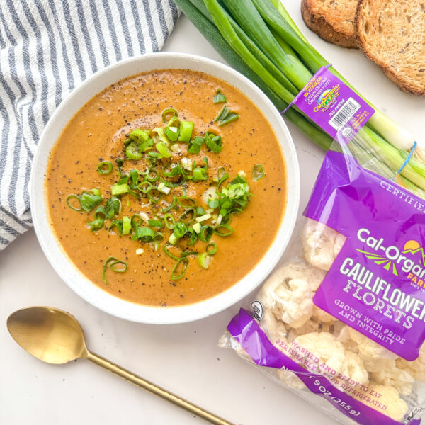 Roasted Cauliflower Butternut Miso Soup with Green Onions